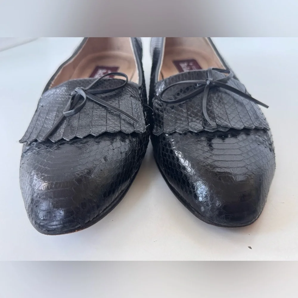 Vintage De La Rentis Genuine Snakeskin Tasseled Leather Shoe Loafer Mens Size 8